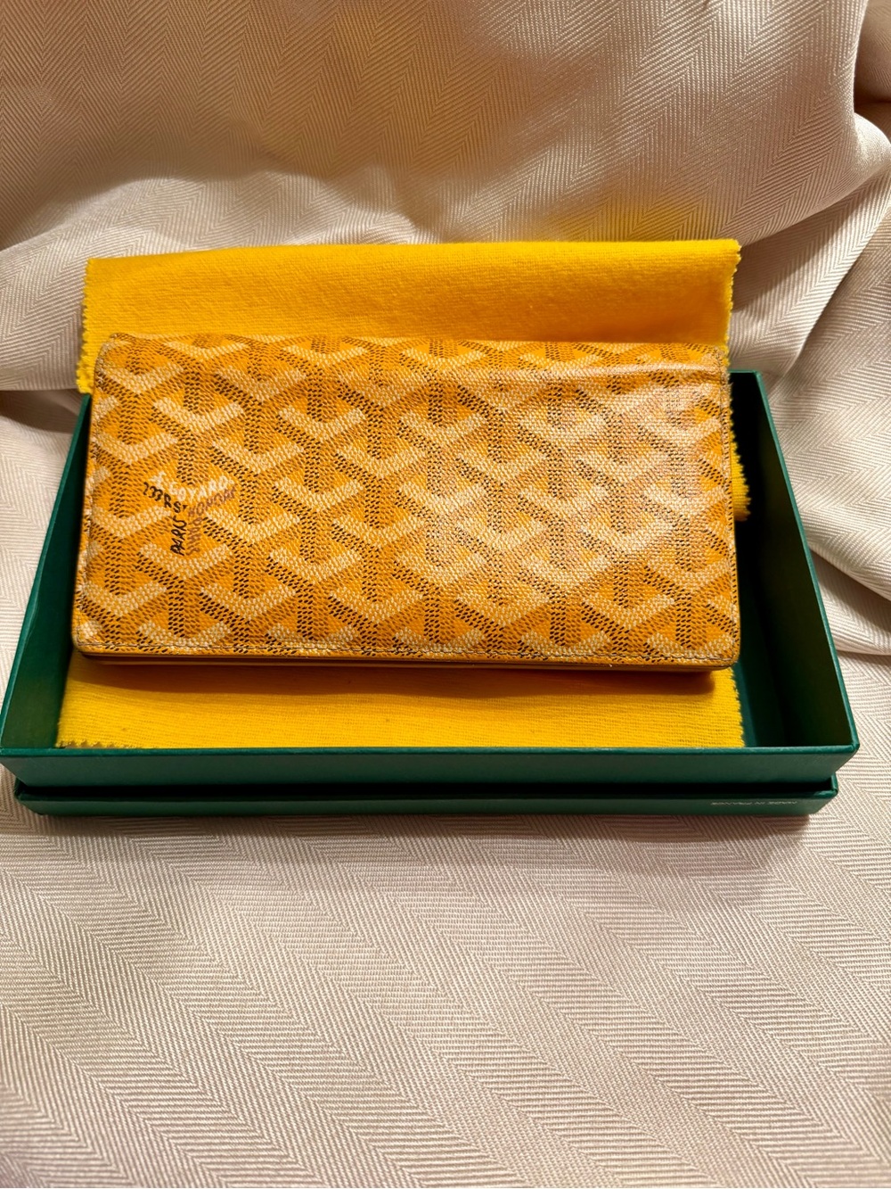 Goyard Richelieu Long Wallet in yellow Goyardine coated canvas
